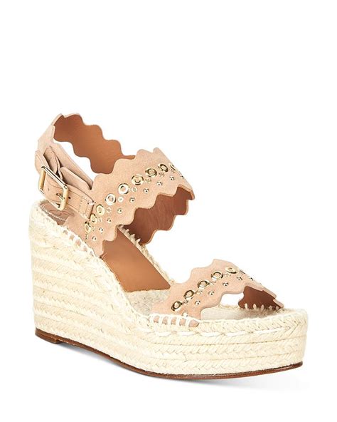 chloe lauren wedge|Chloé Women's Lauren Scalloped Espadrille Wedge Sandals.